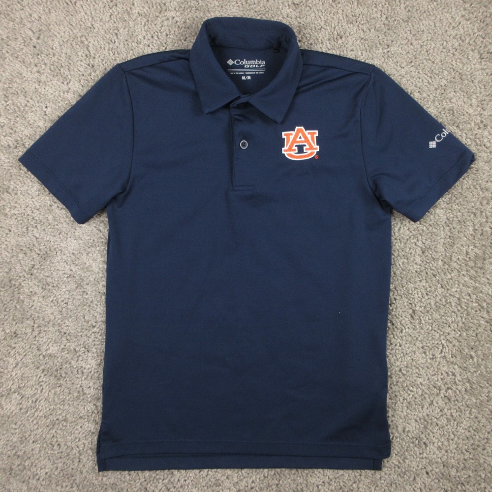 Auburn Tigers Polo Shirt Boys Medium Navy Blue Columbia Golf Performance NCAA